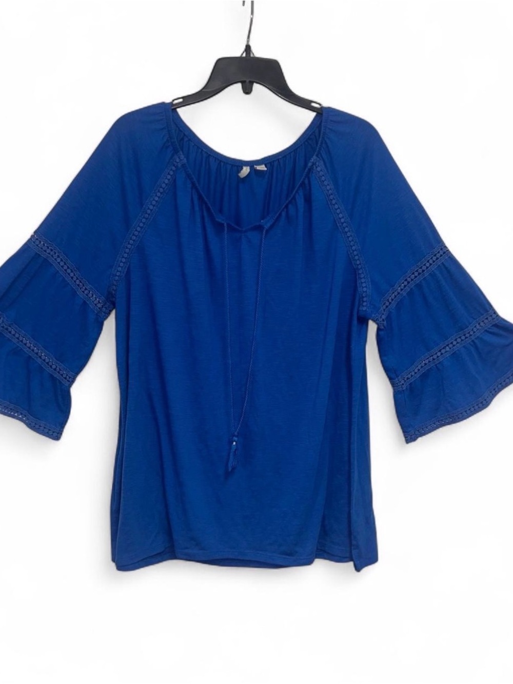 Bohemian Royal Blue Peasant Tunic with Tassel Tie From Cato